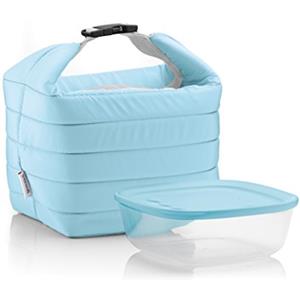 Guzzini Set Borsa Termica con Contenitore Salvafreschezza On The Go, Blu Opaco, Borsa 22 x 18 x h22 cm, Contenitore 19.6 x 19.6 x h7 cm, 1400 cc
