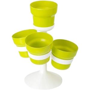 Avilia Fioriera con 4 Portavasi - Design Resistente ai Raggi UV e alle Intemperie, in Plastica Verde e Bianca - Ideale per Coltivare Ortaggi o Fiori, per Terrazza, Balcone o Giardino