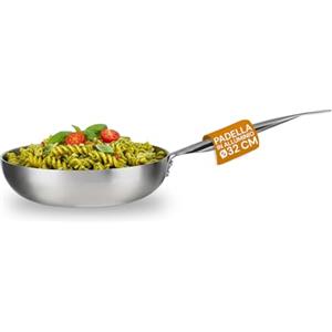 Avilia Padella Wok Saltapasta in Alluminio 32cm - Materiale Riciclato al 100% e Manico Antiscottatura in Acciaio Inox - Compatibile con Tutti i Piani Cottura - Doppio Fondo Brevettato 16,6cm