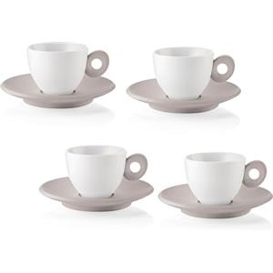 Guzzini - EVERYDAY Set 4 Tazzine da Caffè con Piattino - Grigio Tortora - 081701158
