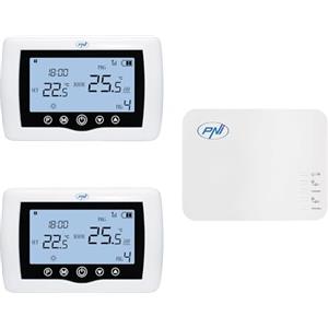 PNI Termostato intelligente PNI CT410 Pro senza fili con Wi-FI, controllo di 2 zone via Internet, per sistemi di riscaldamento, pompe, elettrovalvole, TuyaSmart APP, isteresi 0,2 gradi C