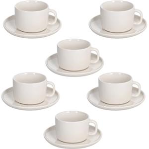Tognana Edge, Confezione 6 Tazze caffè con piatto 90 cc, New Bone China, Bianco