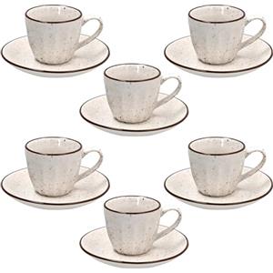 Tognana, Confezione 6 Tazze Caffè Con piatto Cc 70, New Bone China, Beige