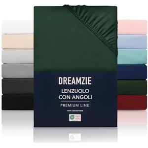 Dreamzie Lenzuolo con Angoli Matrimoniale 160x200 cm - Altezza Materasso fino a 33 cm- 100% Microfibra - Verde - Certificato Oeko TEX, Lenzuola Letto con Angoli ed Elastico