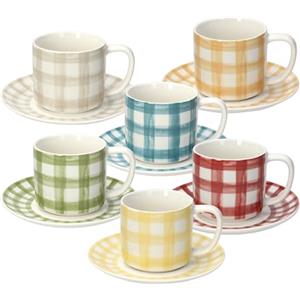 Tognana Caledonia, confezione 6 tazze thè con piattino, new bone china, multicolor