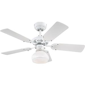 Westinghouse 78704 Ventilatore da soffitto Princess Radiance II 90 cm bianco per interni, kit di luce con cupola di vetro smerigliato opale.