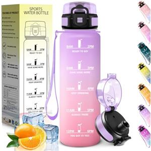 HoneyHolly Borraccia 1 Litro, A Prova di Perdite, Borracce Palestra, senza BPA, Borraccia Motivazionale, Indicatore del Tempo, Bottiglia Acqua per Palestra, Ciclismo, Ufficio, Esterno, Borracce