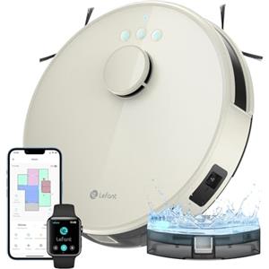 LEFANT Robot Aspirapolvere Lavapavimenti con Mappatura,Navigazione LDS,5500 Pa Potente Aspirazione,150 min,Zona Vietata,Aspirapolvere Robot Sottile da Diam 32 cm Controllo App/Alexa,Grigio Champagne