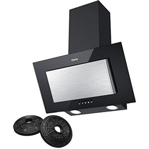 CIARRA CBCB6736D Classe A Cappa Aspirante inclinata 60 cm Nero 350 m³/h 3 livelli cappa a parete illuminazione a LED Evacuazione Esterna/Ricircolo con filtro carbone CBCF002X2