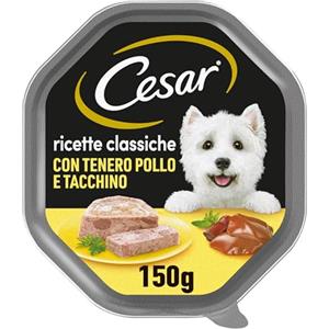 Cesar Ricette Classiche Cibo per Cane con tenero Pollo e Tacchino 150 g - 14 Vaschette