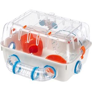 Ferplast Gabbia per Criceti con Tunnel Esterno COMBI 1, Ruota, Casetta e Ciotola, Tetto Apribile per Facile Pulizia, Espandibile con Tubi, Accessori inclusi, 40,5 x 29,5 x h 22,5 cm, Bianco