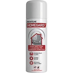 Frontline Homegard Spray Insetticida, Antipulci per Ambienti ad Azione Rapida, Protegge Mobili e Tessili di Casa, Elimina Pulci, Zecche, Uova e Larve fino a 6 mesi, Formato 250 ml