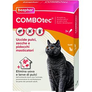 Beaphar COMBOTEC Antiparassitario per Gatti, Protegge da Pulci, Zecche, Uova, Larve e anche la Casa - In Confeziona da 3 Pipette