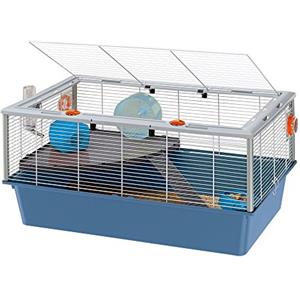 FERPLAST Gabbia Roditori CRICETI 15 per Criceti, in Metallo, Accessori inclusi: Mangiatoia, Beverino, Casetta, Ruota, Ripiano, Scaletta. 78x48xh39cm