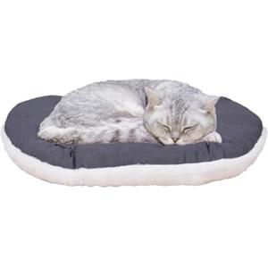Ferplast Cuccia per Gatti Cuscino Gatto Materassino Tappetino Morbido letto in Cotone e Peluche 43 x 5 x 30 cm. Marrone scuro e Bianco