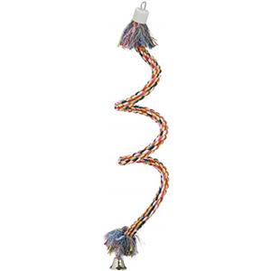 Croci Gioco Uccelli Spirale Corda M 100X1,5Cm, Gioco in Corda, Posatoio, con Campana, Altezza Regolabile - M