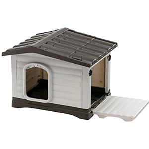 Ferplast DOGVILLA 60 Casetta per Cani, Lato Apribile, Fondo Sollevato Anti Umidità, Sistema Fuoriuscita Liquidi, Tetto Rimovibile Facile Pulizia, Griglia Aerazione, 58 x 48 x h 44 cm