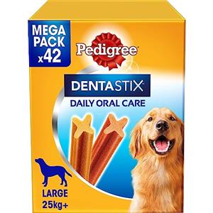 Pedigree Dentastix Snack per la Igiene Orale, Cane Grande + 25 kg Confezione Scorta, 42 Bastoncini - 1620 gr