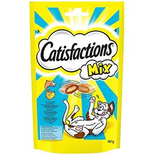 Catisfactions Mix Snack per Gatto con Delizioso Salmone e Stuzzicante Formaggio, 6 Confezioni da 60 g