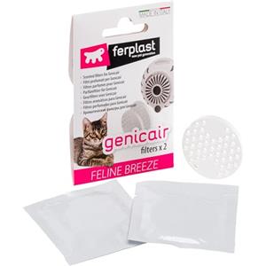 Ferplast Filtro di Ricambio per Antiodore Elettronico Lettiera Gatti GENICAIR, Ricambio con 2 Filtri, Fragranza Feline Breeze al Bergamotto - Cattura ed Elimina i Cattivi Odori