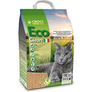 Croci Lettiera Eco Clean 10 L - Lettiera Gatti agglomerante, Biodegradabile si getta nel WC, 100% vegetale, Sabbia Antiodore di lunga durata