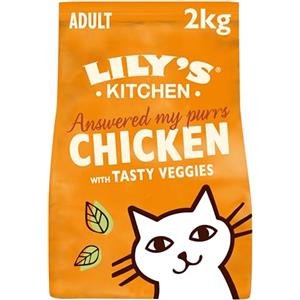 Lily's Kitchen Con ingredienti naturali Cibo secco per gatti adulti Sacco Ricetta senza cereali al pollo con verdure 2kg