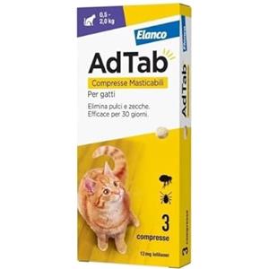 AdTab Compresse Masticabili per gatti da 0,5-2,0 Kg - 3 compresse