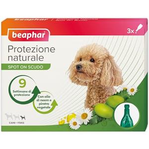 Beaphar Protezione Naturale, Spot-On Scudo per Cane Piccolo, con Olio di Neem e Piretro Vegetale, 9 Settimane di Protezione, 3 Pipette da 2 ml