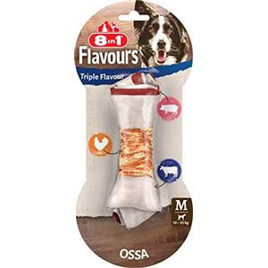 8in1 Triple Flavour Osso M, per cani di taglia media, gusto manzo e maiale & filetto di pollo, 1pz.