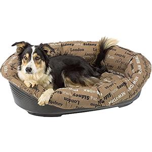 Ferplast Cuscino per Cuccia Cane SOFA' 10, in Cotone, Materassino Cuscino Imbottito per Lettino per Cani da Interno, Ricambio per Cesta in Plastica Cani, 96 x 71 x h 32 cm, Marrone