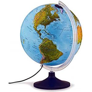 Tecnodidattica - Mappamondo Atmosphere Solid R, Luminoso, Girevole, cartografia in Rilievo e meridiano graduato, Diametro 30 cm