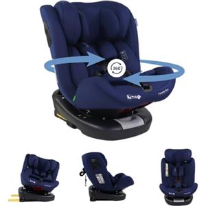 Mobiclinic®, Seggiolino auto, Girevole 360º, Regolazione i-size, Top tether, Gruppo 0/1/2/3, Max. 36kg, Per bambini, Pandafix, 0-12 anni, Cintura a 5 punti, Regolabile, Reclinabile 3 posizioni (blu)