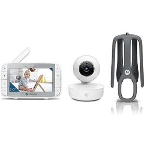 Motorola Nursery VM55 - Telecamera Babyphone - Visione notturna - Schermo LCD da 5 pollici - Wireless - Monitoraggio della temperatura - Sistema di comunicazione bidirezionale bianco