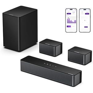 ULTIMEA 5.1 Soundbar, Sound Bar TV con Subwoofer e Altoparlanti Posteriori, Sound Bar con Bluetooth, Sistema audio Surround 3D, Barra Soundbar 320W con App Controllo, Home Theater, Poseidon D50