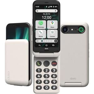 Doro - Smartphone Aurora A20 - Cellulare Senior - Facile da usare - Tasto di supporto con localizzazione GPS - Compatibile con apparecchi acustici - Cavo USB incluso - Bianco
