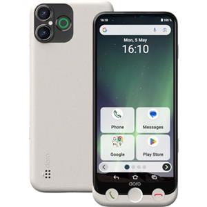 Doro - Smartphone Aurora A30 - Telefono Cellulare Senior - Facile da usare - Tasto Assistenza con Localizzazione GPS - Compatibile con apparecchi acustici - Cavo USB Incluso - Bianco