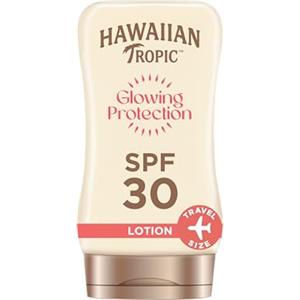 HAWAIIAN Tropic Lozione Solare Protettiva Illuminante di Hawaiian Tropic, Crema Solare SPF 30 UVA e UVB Resistente all'Acqua, Lozione Solare dal Profumo Tropicale, con Burro di Karité, Formato da Viaggio 100 ml