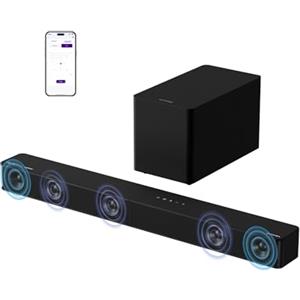 ULTIMEA 5.1ch Soundbar TV con Dolby Atmos, Impianto Audio Surround per Home Theater, Soundbar con Subwoofer per TV, 340W, Bassi Regolabili, APP, Bluetooth 5.4, Poseidon M60 Boom (Modello 2025)
