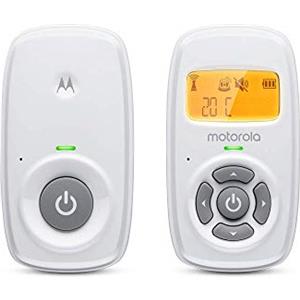 Motorola Nursery Motorola MBP24 - Monitor audio per bambini con display della temperatura ambiente, microfono ad alta sensibilità e conversazione bidirezionale, colore: Bianco