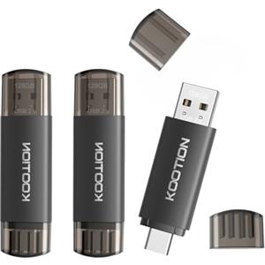 KOOTION Chiavetta USB Tipo C 128 GB 3 Pezzi OTG 2 in 1 Chiavetta USB C Nero Pendrive C 128GB Piccolo e Leggero Set Pennetta 128GB Per Android/Window/PC/MacBook, ect