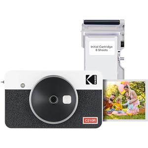 KODAK Mini Shot 2 Retro 4PASS 2-in-1 Fotocamera Istantanea & Stampante Fotografica (5.3x8.6cm) + 8 Fogli, Bianco