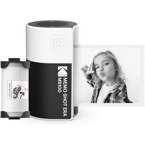 KODAK Memo Shot ERA - Fotocamera digitale istantanea per bambini, con stampante per etichette, colore: Bianco (fotocamera con 1 rotolo di cartuccia per etichette one-touch, colore: Bianco