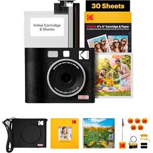 KODAK Mini Shot 4 ERA Weihnachtsgeschenke 4PASS 2-in-1 Sofortbildkamera und Fotodrucker (10x10cm) Sofortbildkamera + Gift Paket+10 Blatt im Lieferumfang enthalten + 60-Blatt-Patrone, Schwarz