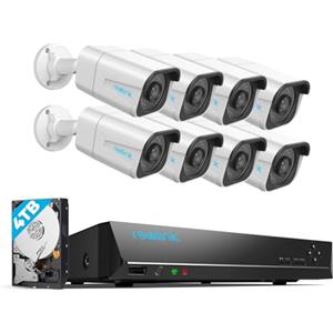 Reolink 4K Poe Kit Telecamere Videosorveglianza, Rilevamento di Uomo/Veicolo, NVR 16CH 4TB + 8X Telecamere da Esterno, Impermeabile IP67, Visione Notturna IR a 30m, Espandibile a 16TB, RLK16-800B8