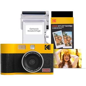 KODAK Mini Shot 2 Era Regalo di Natale 4PASS 2-in-1 Fotocamera Istantanea & Stampante Fotografica (Fotocamera Istantanea + 8 Fogli inclusi + Pacchetto con 30 Fogli, Giallo)