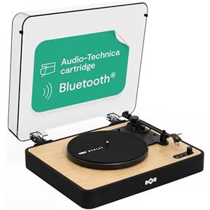 Marley House of Marley Revolution Giradischi Bluetooth - Lettore Vinile 3 Velocità, Materiali Sostenibili, Giradischi Vinili Vintage con Copertura Antipolvere, Cartuccia Audio-Technica