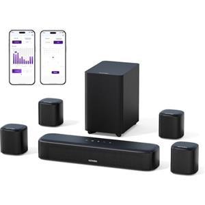 ULTIMEA 7.1ch Soundbar TV, Impianto Surround Virtuale Soundbar per TV con Subwoofer, per Impianto Home Theater, 4 Altoparlanti Surround, App Controllo, Bluetooth5.3, OPT/AUX, Aura A40