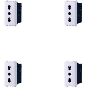 A2ZWORLD 4 Pezzi Presa Bipasso Bivalente 2P+T 10/16A, Compatibile Con Vimar Arke, Colore Bianco