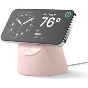 elago MS1 Supporto di Ricarica Wireless - Compatibile con Caricatore MagSafe e iPhone 17/16/15/14/13/12, Silicone Premium, Progettato per Modalità StandBy [Caricatore Non Incluso] (Sand Rosa)