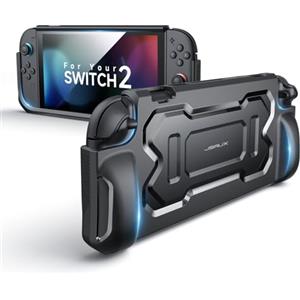 JSAUX Custodia Protettiva JSAUX per Nintendo Switch 2 2025, Cover Portatile in TPU con Grip, Compatibile con Custodia Switch 2 e Controller JoyCon, Accessori con Resistenza a Urti e Graffi - Nero